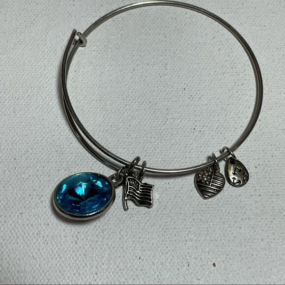 Alex and Ani and Chrysalis crown, lotus, OM, aquamarine charm Bracelet lot - Picture 9 of 13